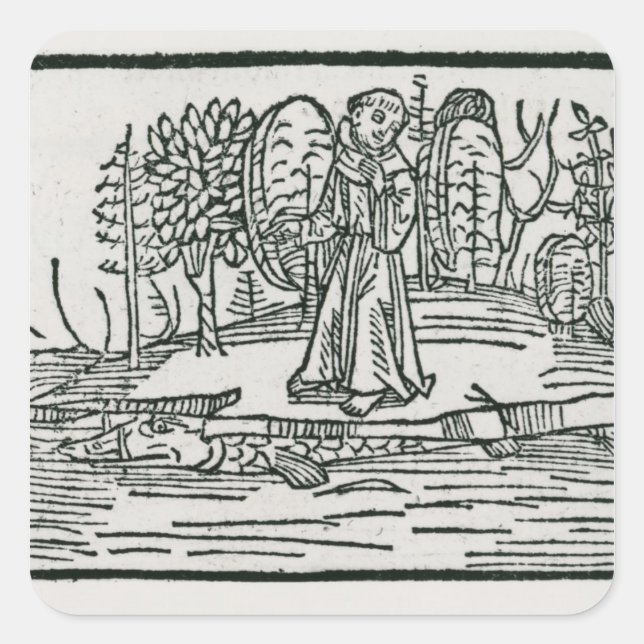 St. Brendan on the fish island Square Sticker (Front)