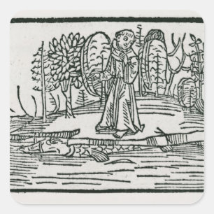 St. Brendan on the fish island Square Sticker