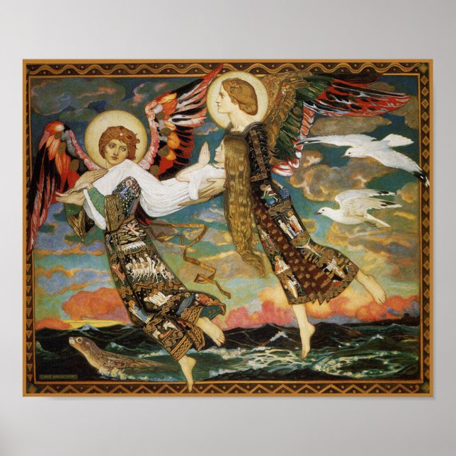 St. Bride - Carried by Angels - by John Duncan Poster (Front)