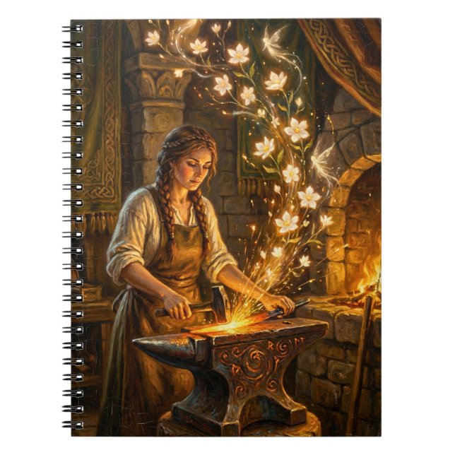 St Brigid Blacksmith Fairies Flowers Fantasy Art Notebook (Front)
