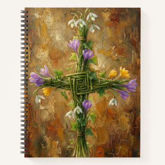 St Brigid Cross Green Rushes Crocus Imbolc Art Notebook