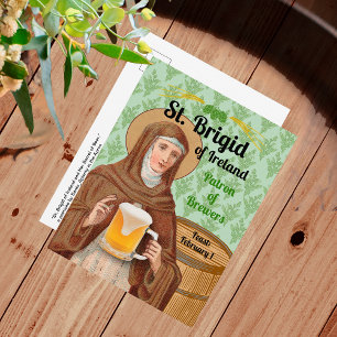 St. Brigid of Ireland and Her Barrel of Beer Postcard