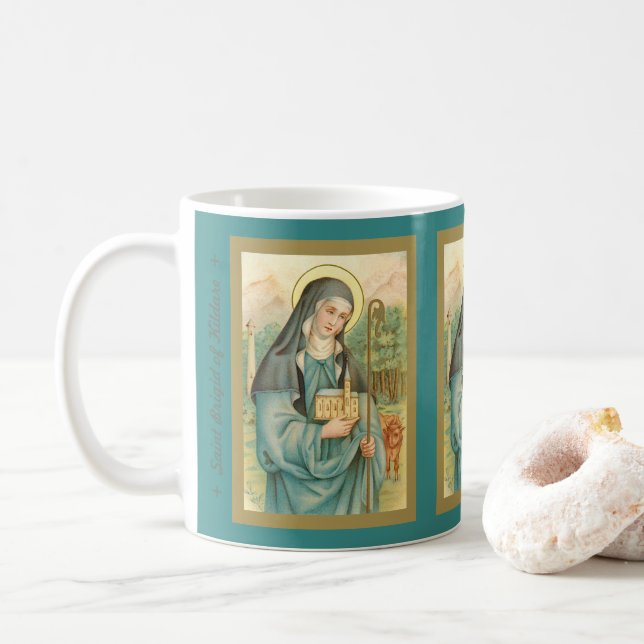 St. Brigid of Ireland (M 014) Coffee Mug 3 (With Donut)