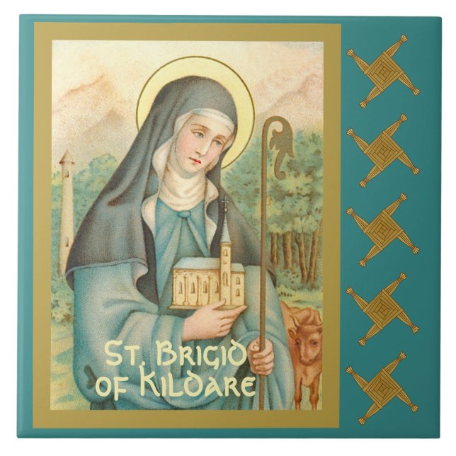 St. Brigid of Ireland (M 014) Tile (Front)