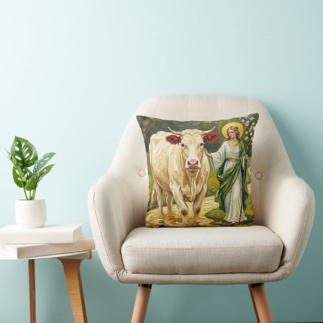 St. Brigid & The White Cow (Imbolc) Cushion (Chair)