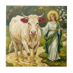 St. Brigid & The White Cow (Imbolc) Tile