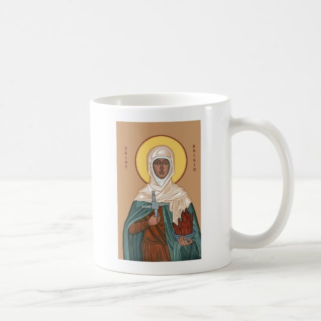 St Brigid with Holy Fire and Cross Coffee Mug (Right)