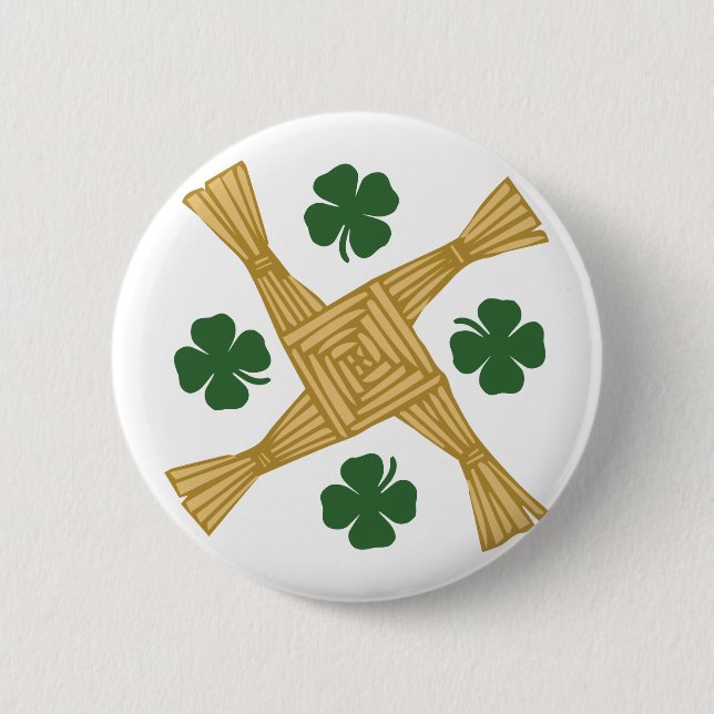 St. Brigids Cross 6 Cm Round Badge (Front)