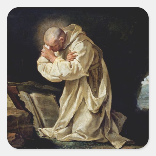St. Bruno  Praying in the Desert, 1763 Square Sticker (Front)
