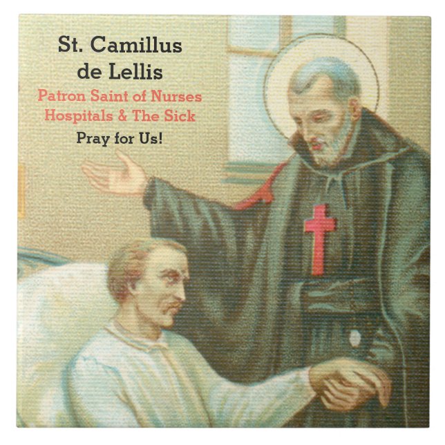 St. Camillus Comforting an Invalid (M 021) Tile (Front)