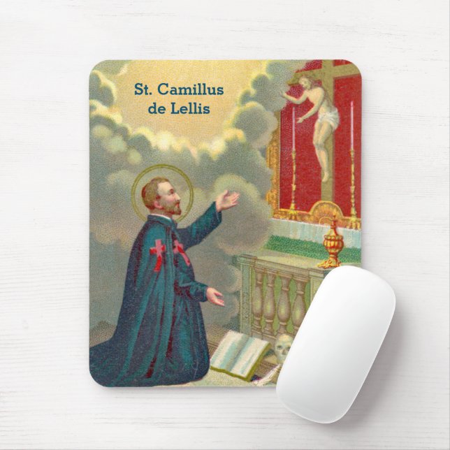 St. Camillus Praying Before a Crucifix (M 020) Mouse Mat (With Mouse)