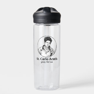 St. Carlo Acutis Religious Icon & Sketch Design  Water Bottle