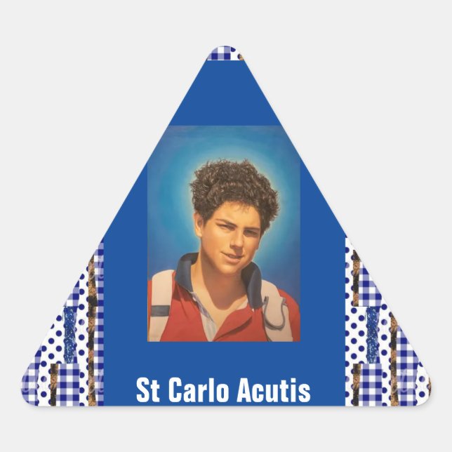 St Carlo Acutis Triangle Sticker (Front)