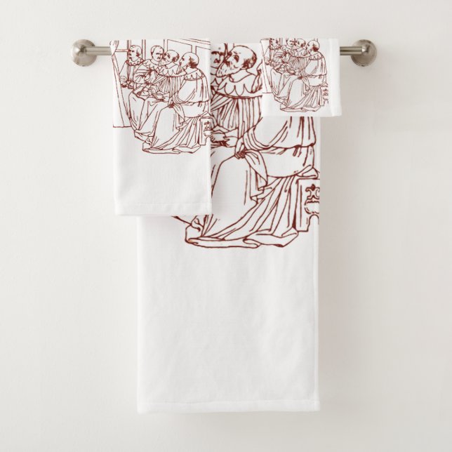 St Catherine Disputing with Scholars by Masolino Bath Towel Set (Insitu)