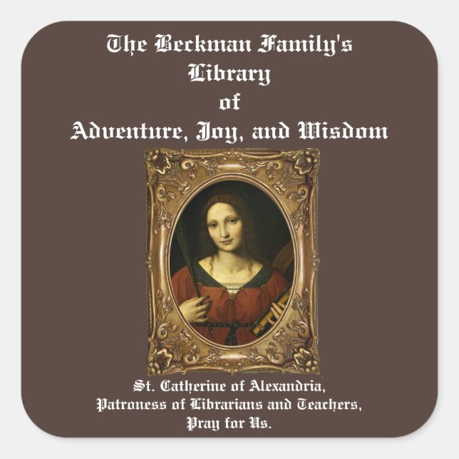St. Catherine of Alexandria Bookplates Square Sticker (Front)