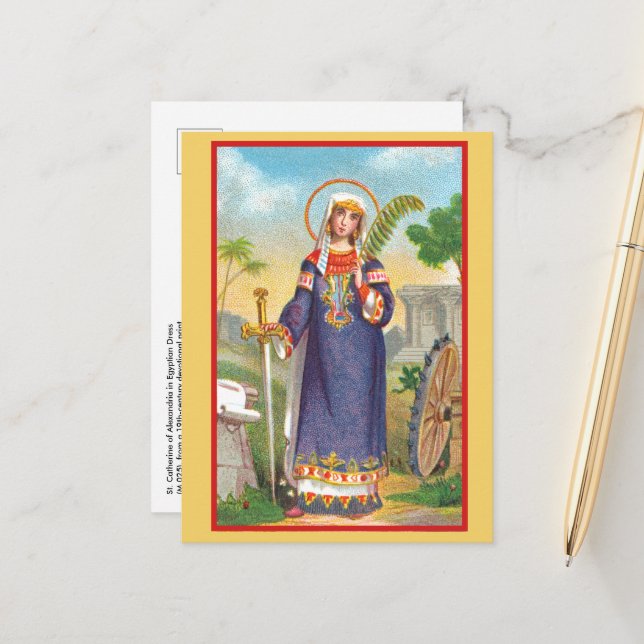 St. Catherine of Alexandria in Egyptian Dress Post Postcard (Front/Back In Situ)