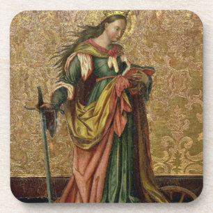 St. Catherine of Alexandria (oil on panel) 2 Coaster