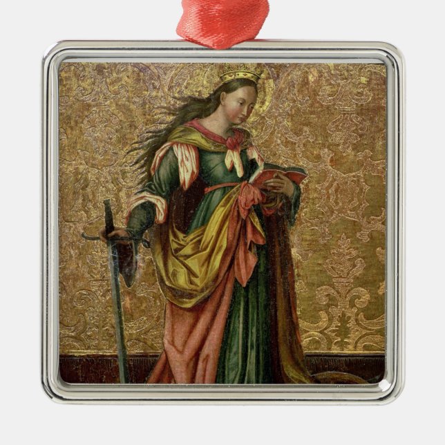 St. Catherine of Alexandria (oil on panel) 2 Metal Tree Decoration (Front)