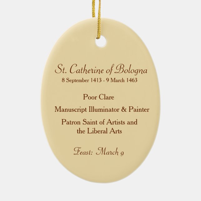 St. Catherine of Bologna (SAU 027) Ceramic Tree Decoration (Back)