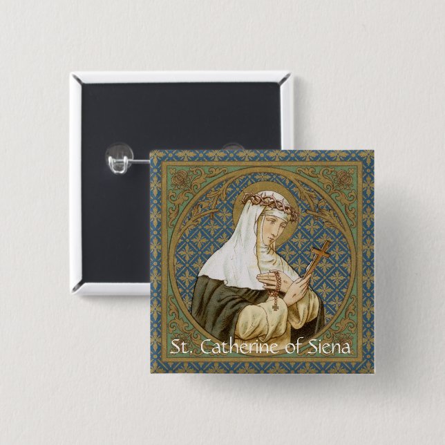 St. Catherine of Siena (BK 19) 15 Cm Square Badge (Front & Back)