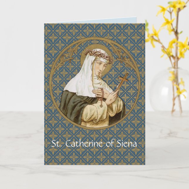 St. Catherine of Siena (BK 19) Blank Greeting Card (Yellow Flower)