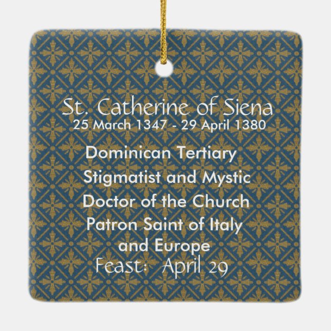 St. Catherine of Siena (BK 19) Ceramic Ornament (Back)