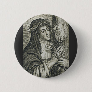 St. Catherine of Siena Crucifixion Art Noir Faith 6 Cm Round Badge