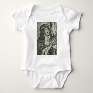 St. Catherine of Siena Crucifixion Art Noir Faith Baby Bodysuit
