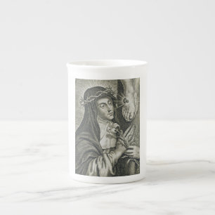 St. Catherine of Siena Crucifixion Art Noir Faith Bone China Mug