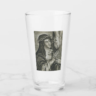 St. Catherine of Siena Crucifixion Art Noir Faith Glass