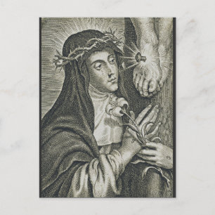 St. Catherine of Siena Crucifixion Art Noir Faith Holiday Postcard