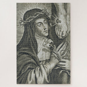 St. Catherine of Siena Crucifixion Art Noir Faith Jigsaw Puzzle