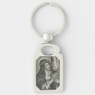 St. Catherine of Siena Crucifixion Art Noir Faith Key Ring
