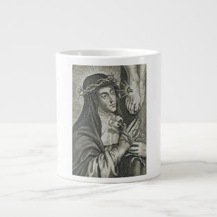 St. Catherine of Siena Crucifixion Art Noir Faith Large Coffee Mug