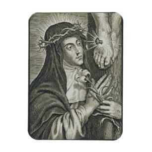 St. Catherine of Siena Crucifixion Art Noir Faith Magnet