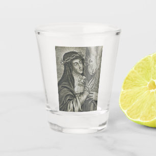 St. Catherine of Siena Crucifixion Art Noir Faith Shot Glass