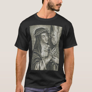 St. Catherine of Siena Crucifixion Art Noir Faith T-Shirt