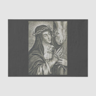 St. Catherine of Siena Crucifixion Art Noir Faith Tissue Paper