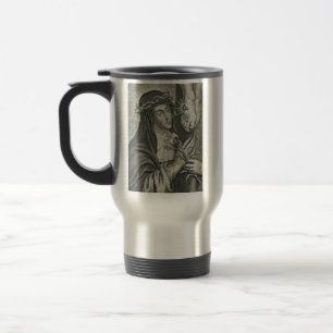 St. Catherine of Siena Crucifixion Art Noir Faith Travel Mug