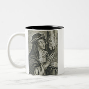 St. Catherine of Siena Crucifixion Art Noir Faith Two-Tone Coffee Mug