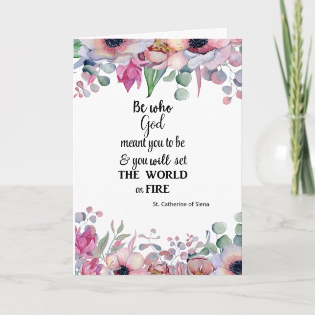 St. Catherine of Siena  Floral Quote Card (Front)