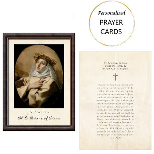 St. Catherine of Siena Roman Catholic Prayer Card 