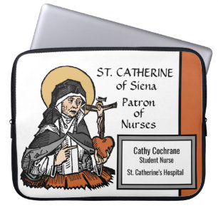 St. Catherine of Siena with Crucifix-Topped Heart  Laptop Sleeve