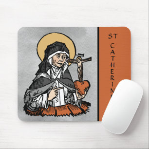 St. Catherine of Siena with Crucifix-Topped Heart  Mouse Mat