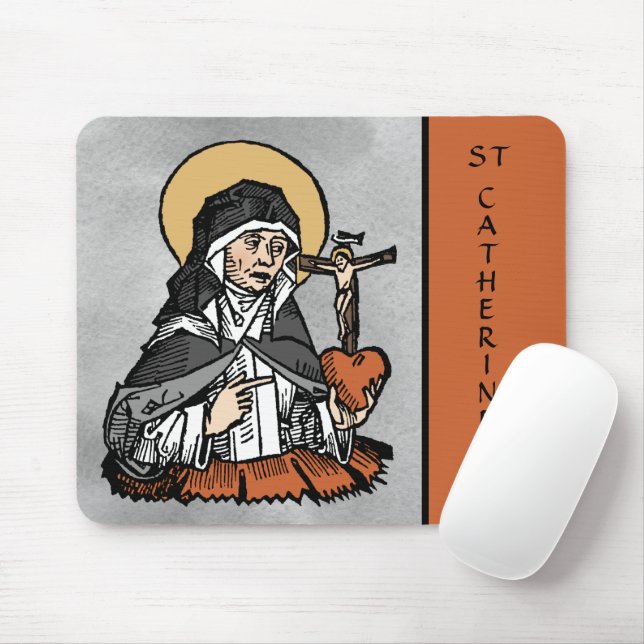 St. Catherine of Siena with Crucifix-Topped Heart  Mouse Mat (With Mouse)