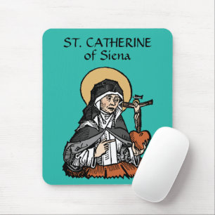 St. Catherine of Siena with Crucifix-Topped Heart  Mouse Mat