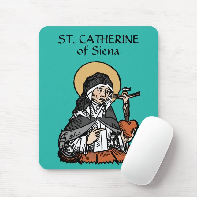 St. Catherine of Siena with Crucifix-Topped Heart  Mouse Mat (With Mouse)