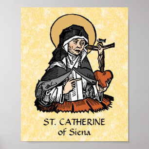 St. Catherine of Siena with Crucifix-Topped Heart  Poster
