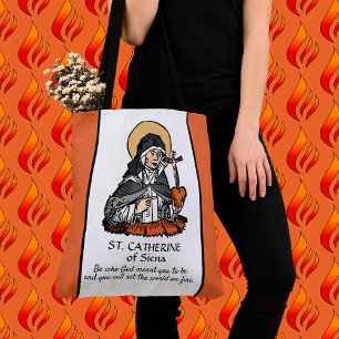 St. Catherine of Siena with Crucifix-Topped Heart  Tote Bag
