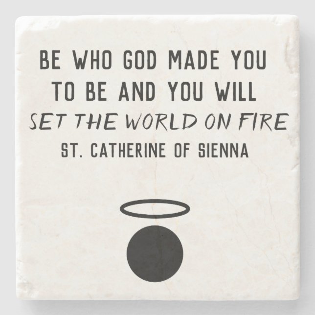St. Catherine of Sienna Quote Stone Coaster (Front)